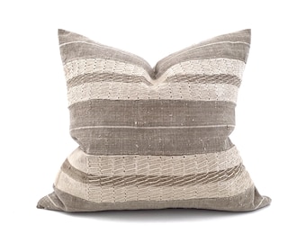 19"×20" khaki stripe vintage Aso oke pillow cover
