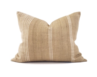 17"×20" sand(mustard undertone) stripe Indian wool pillow cover