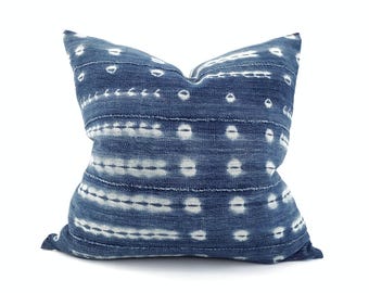 Various sizes indigo mudcloth pillow cover