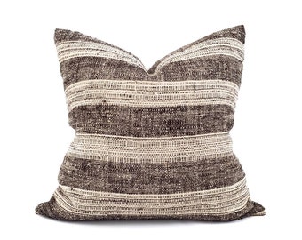 Various sizes brown stripe Indian wool pillow cover