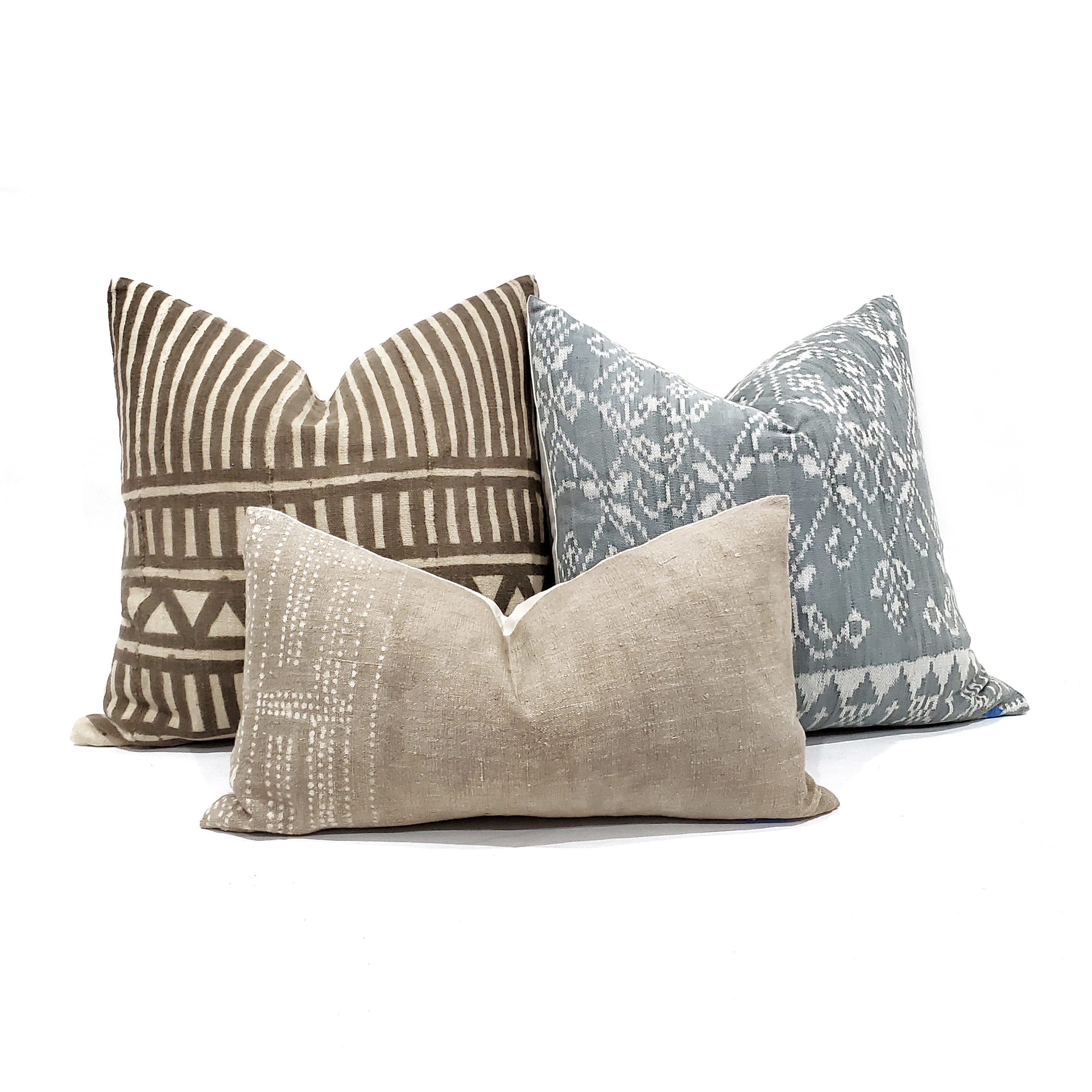 18 muted blue grey ikat pillow cover