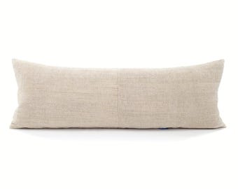 13"×35" cream vintage european linen bed pillow cover