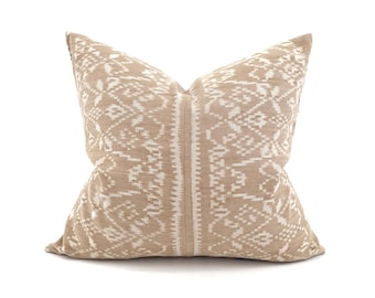 18.5"×20" muted beige Indonesian ikat cotton pillow cover