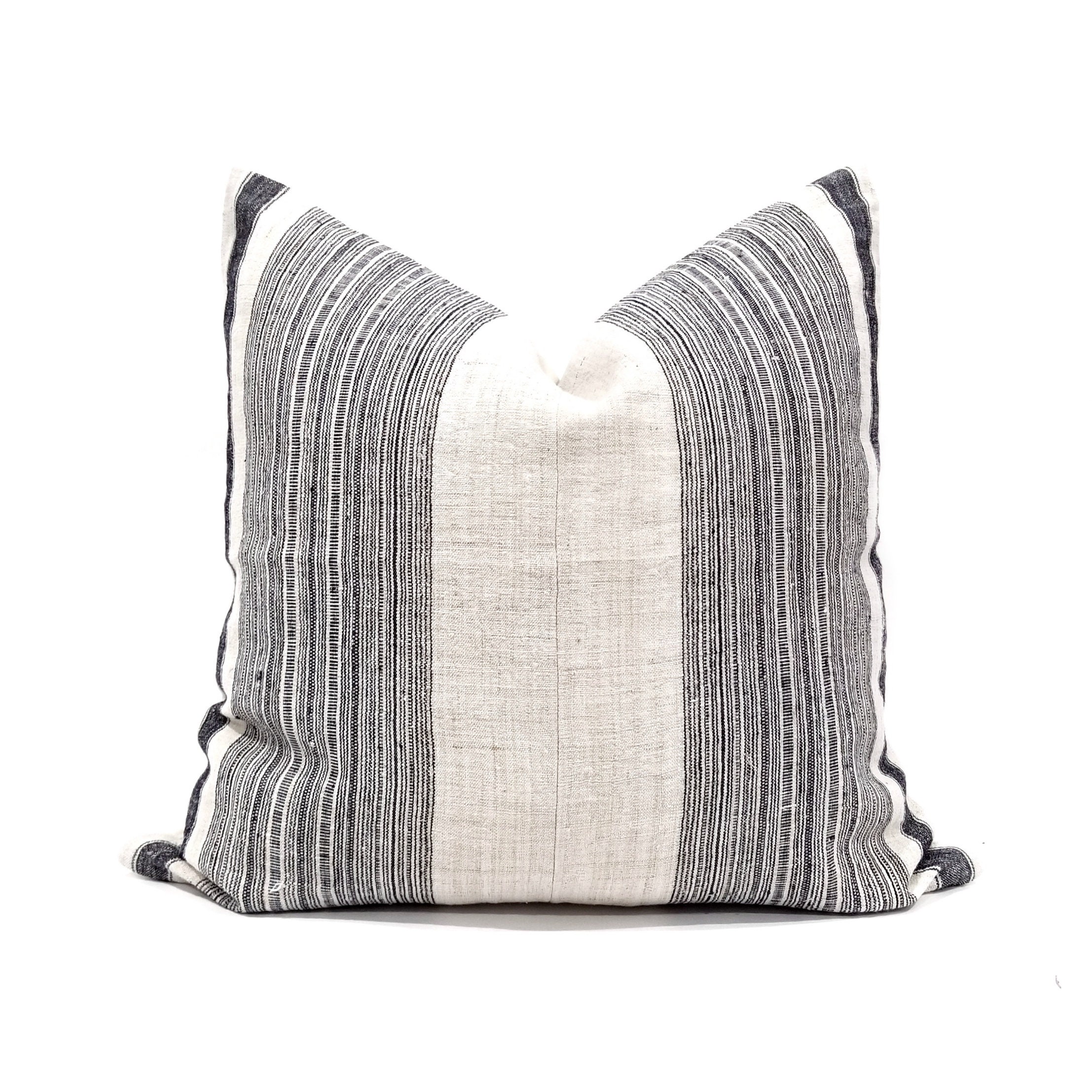 23 indigo stripe hmong hemp linen pillow cover