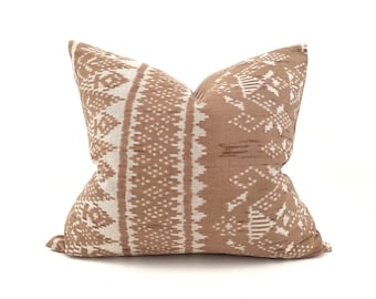 18"×20" salmon Indonesian ikat cotton pillow cover