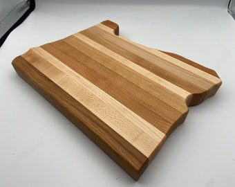 Hardwood Oregon shaped mixed wood cutting board, charcuterie board, butcher block.