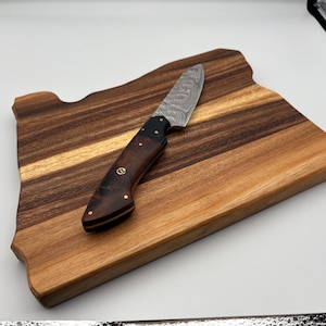 Monkeypod Oregon shaped cutting board, charcuterie board, chopping board, hardwood cutting board