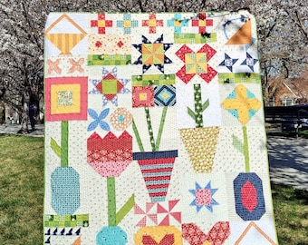 Blooms and Baskets Sampler Quilt Pattern PDF