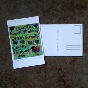 I'm not the Black Sheep quilt postcard
