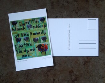 I'm not the Black Sheep quilt postcard