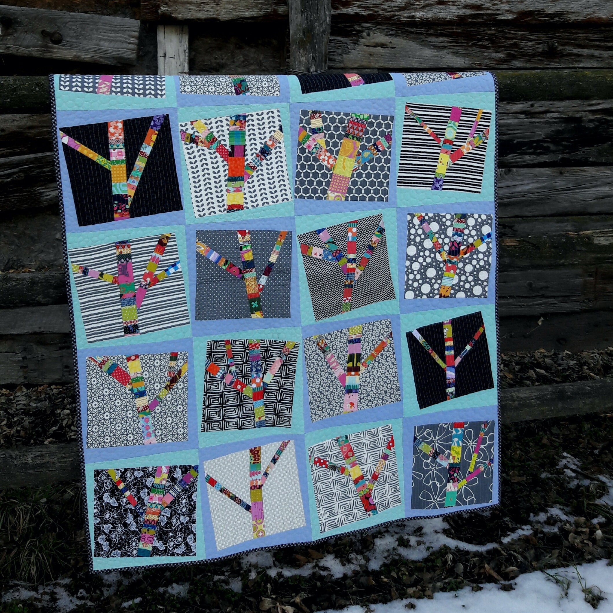 Yarn Bomb Trees un pastel de capas, patrón de colcha moderno - Etsy México, image size:2120x2120