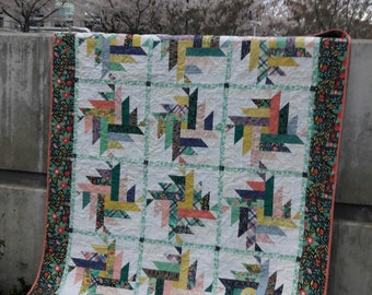 Dahlia, layer cake quilt pattern in multiple sizes from baby to queen