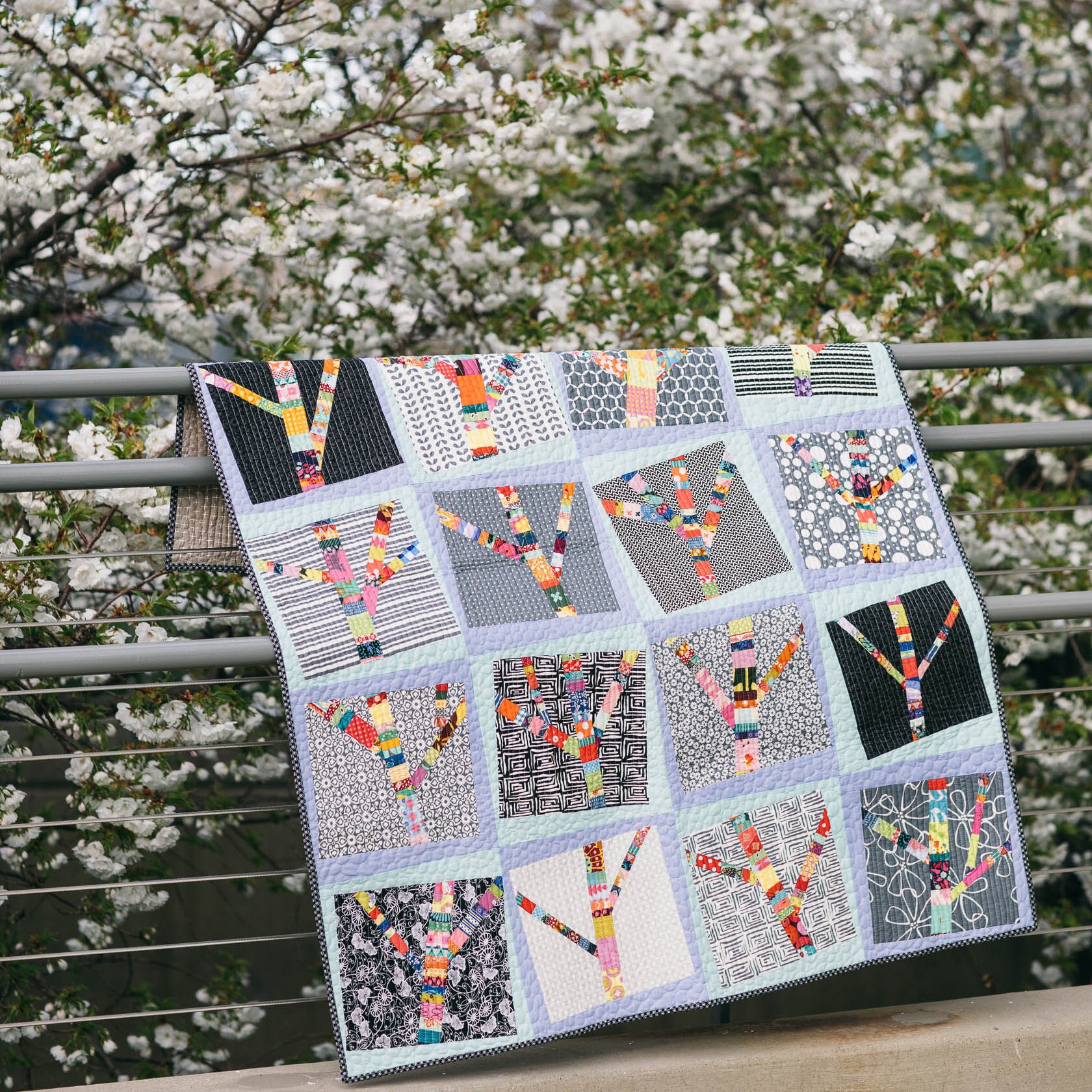 Yarn Bomb Trees a Layer Cake, Scrap Quilt Pdf Pattern - Etsy