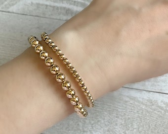 Gold Beaded Bracelets, Gold Filled bracelet, 6mm and 4mm gold beaded, Delicate bracelet, Dainty bracelet, Bridesmaid gift, Birthday Gift