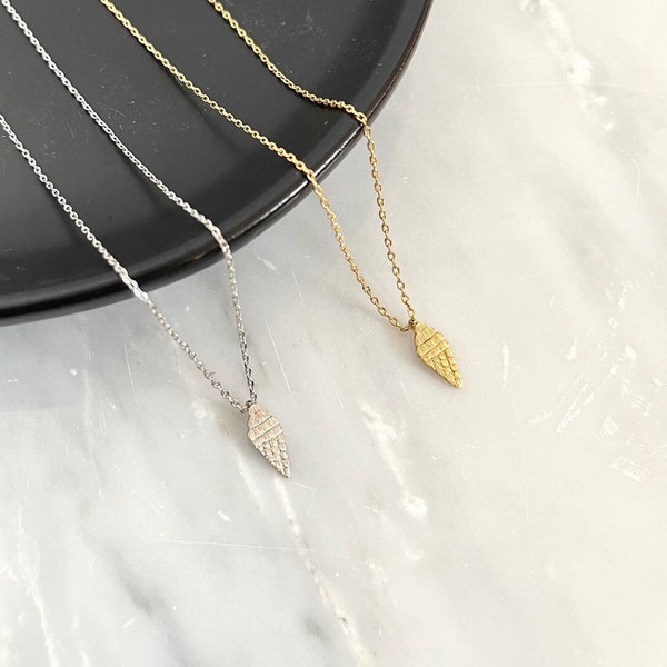 Ice Cream Cone Necklace, Gold Necklace, Silver Necklace, FestivalJewelry, Dainty Necklace, Delicate Necklace, Bridesmaid gift, Birthday