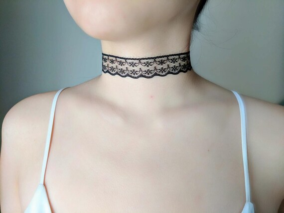 Boho Choker Black lace choker Dainty Choker Thick Bohemian Lace Chic Boho jewelry Gift for Her Black Choker Necklace