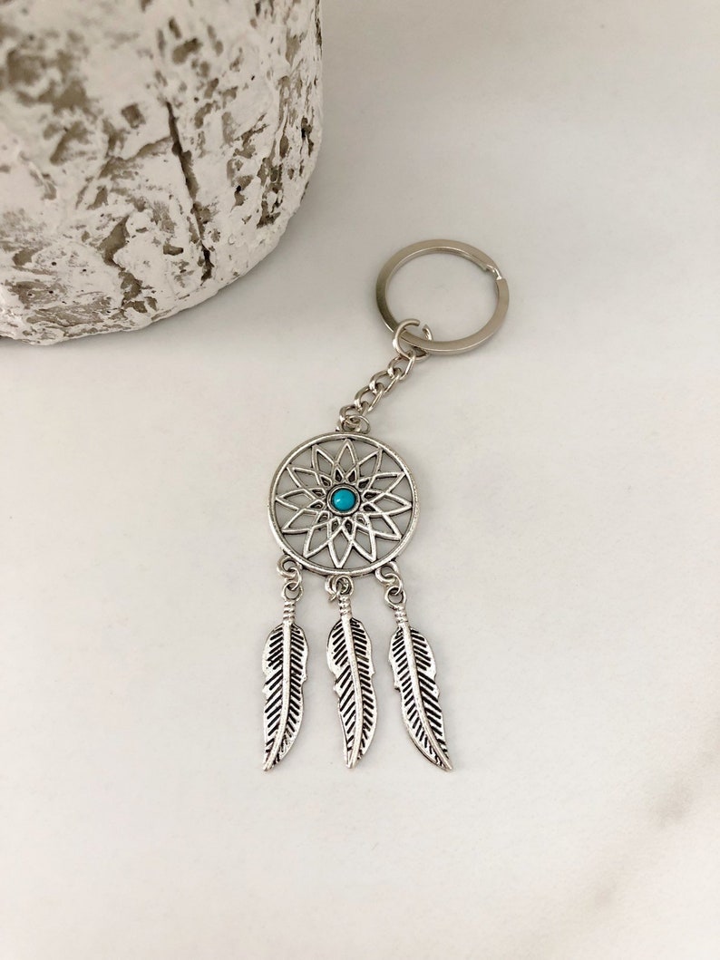 Wedding Gift Bridesmaid Gift keychain Boho keychain Feather Necklace Festival Dream Catcher Valentines Gift Dream Catcher keychain