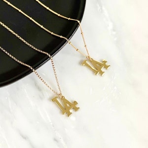 Gold LA Necklace, Gold Filled Necklace, Los Angeles Necklace, Gold Beaded Necklace, Dainty Necklace, Birthday Gift, Gift To Mom, Besties