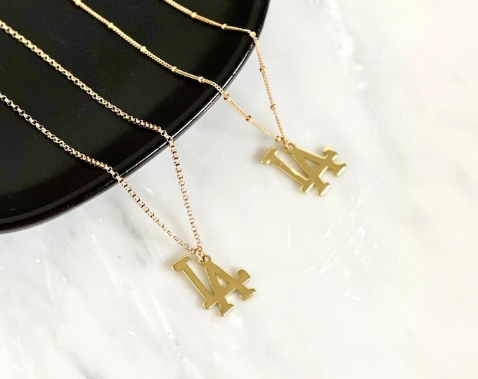 Gold LA Necklace, Gold Filled Necklace, Los Angeles Necklace, Gold Beaded Necklace, Dainty Necklace, Birthday Gift, Gift To Mom, Besties