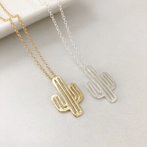 Gold Cactus Necklace, Cactus Necklace, layered Necklace, Cactus Charm, Tree Necklace, Silver Necklace, Birthday Gift, Christmas Gift