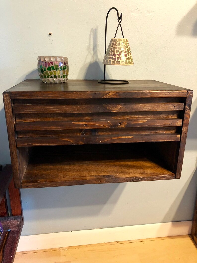 Two Floating Nightstands With Drawer Dimensions 24x12x12 Etsy
