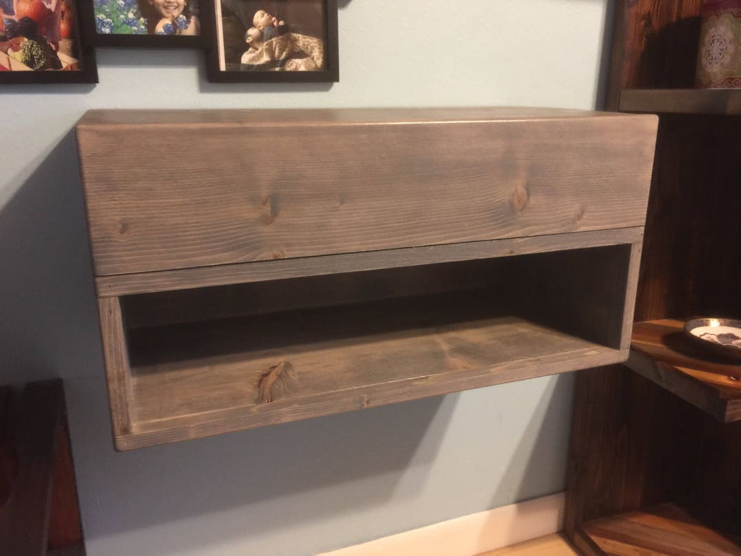 Two Floating Nightstands With Drawer Dimensions 24x12x12 Etsy