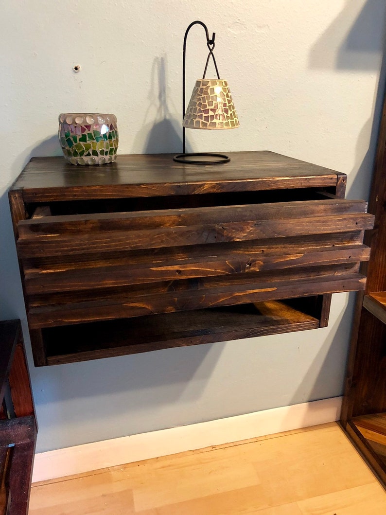 Two Floating Nightstands With Drawer Dimensions 24x12x12 Etsy