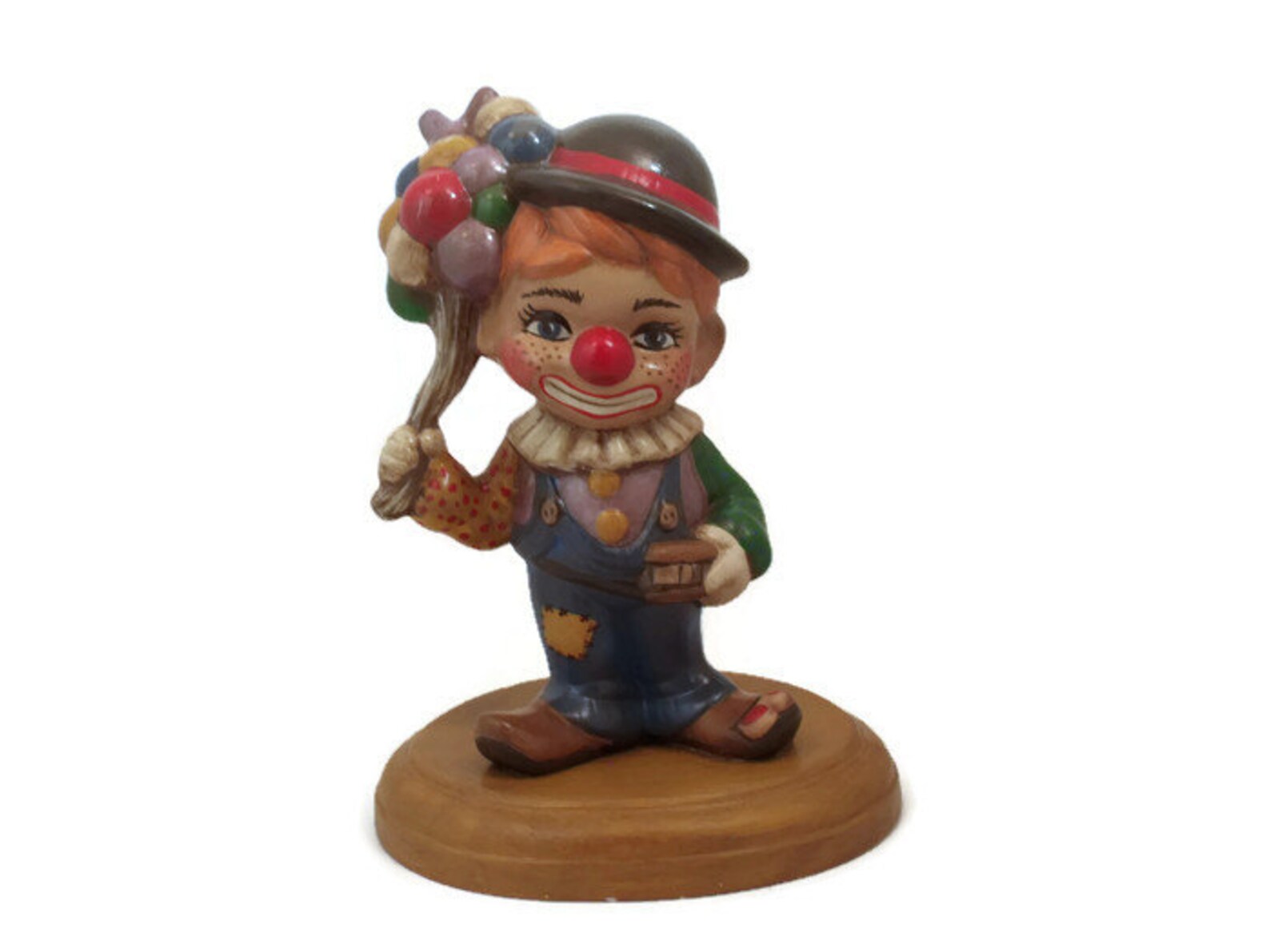 Vintage Ceramic Clown Holding Balloons Wearing Hat With Hole in Shoe ...