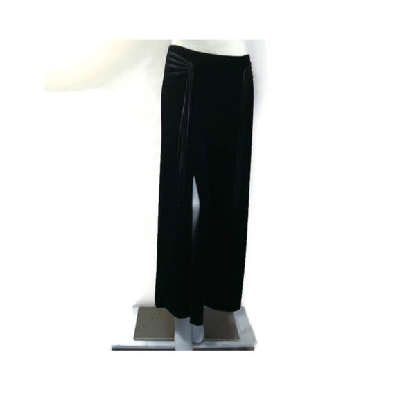 black velour wide leg trousers