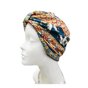 Satin Lined Turban Headwrap Chemo headwear alopecia cap F