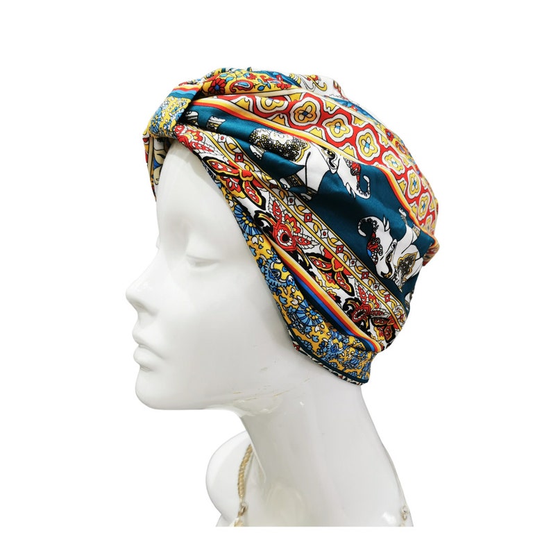 Satin Lined Turban Headwrap Chemo headwear alopecia cap F