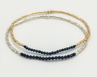 Pulseira de safira com pedra do mês de setembro: prata esterlina e ouro laminado