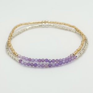 February Birthstone Bracelet | Amethyst Bracelet | Stretch Bracelet | Sterling Silver | Gold-Filled | Dainty Bracelet | Gifts for Her