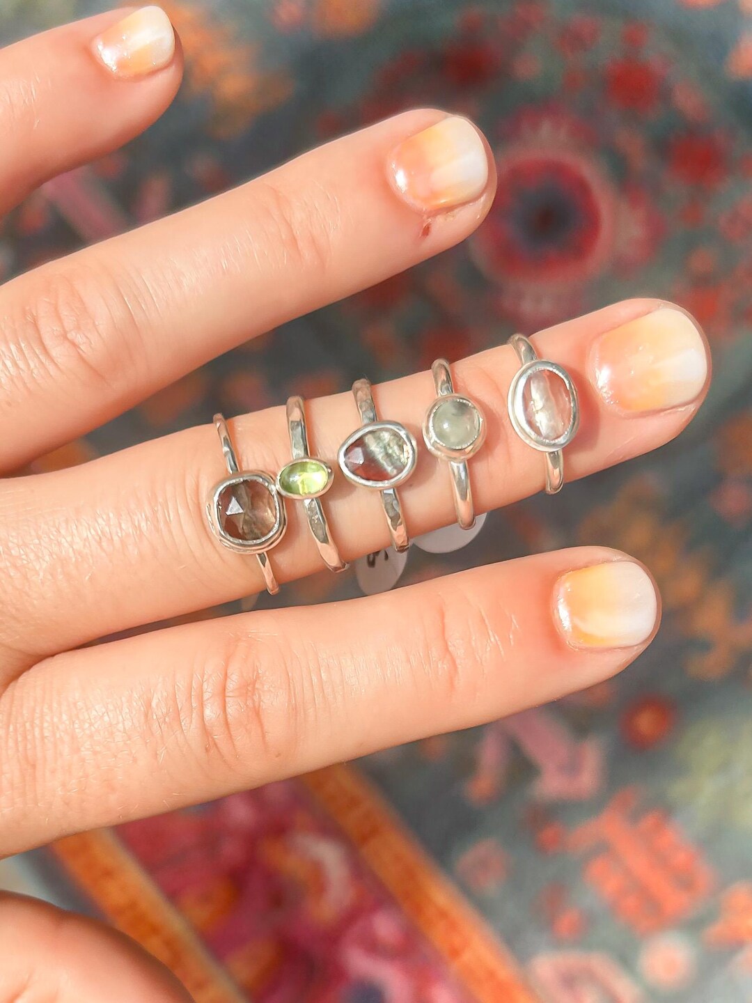 Gemstone Stack Rings | Choose Your Stone + Size | Handmade Sterling ...