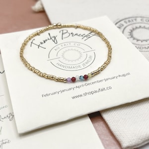 Family Birthstone Bracelet / Sterling Silver / Gold-Filled / Dainty Minimalist Jewelry / Personalized Gift, Valentine’s Gift