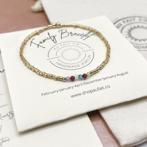 Family Birthstone Bracelet / Sterling Silver / Gold-Filled / Dainty Minimalist Jewelry / Personalized Gift, Valentine’s Gift