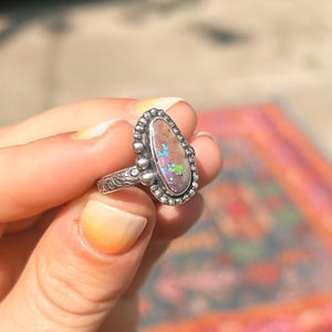 Boulder Opal Freeform Ring | Size 8 | Sterling Silver
