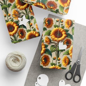 Carta da regalo con girasole, rotolo di carta da regalo con motivo floreale, regalo di compleanno, forniture per feste, fogli di carta da regalo, finitura opaca, carta da regalo
