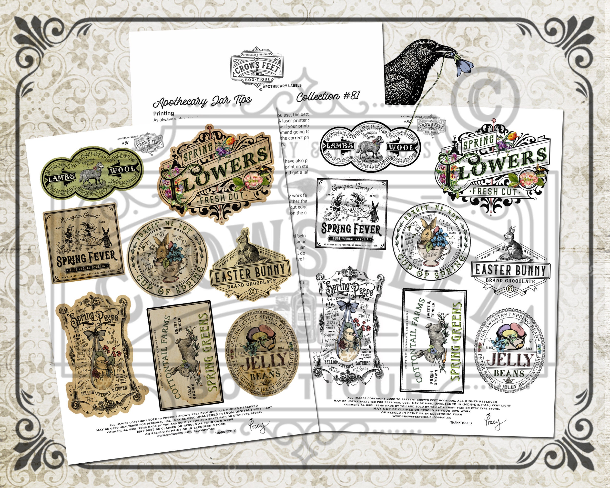 Vintage Look Spring & Easter Jar Labels 81 Printable - Etsy