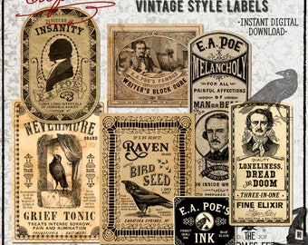 Poe Apothecary Style Potion Labels #93, Printable