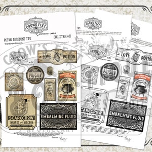 Vintage Look Potion Labels #31, Halloween Apothecary Labels for Jars ...