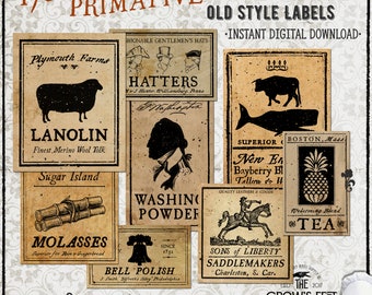 1700's Primitive Style Labels #95, Printable