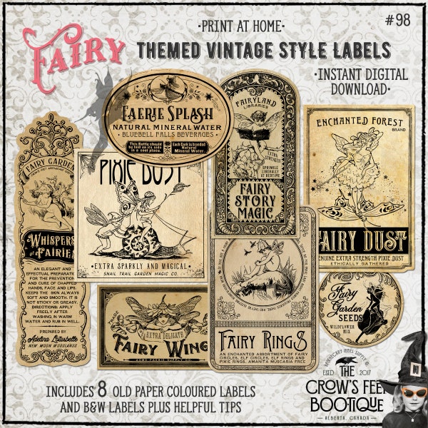 Fairy Themed Apothecary Style Potion Labels #98, Printable