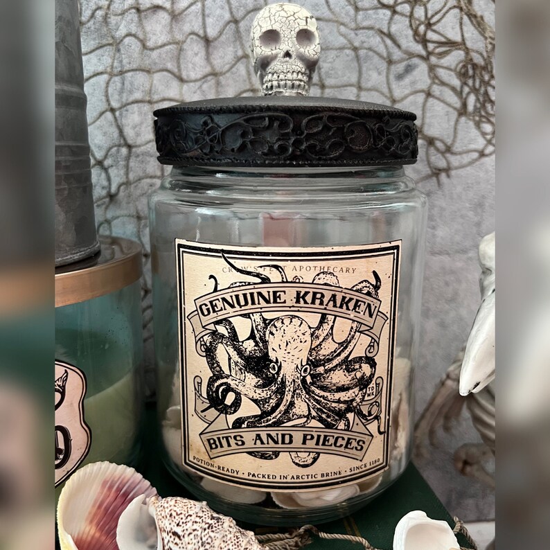 Vintage Look Mermaid & Ocean Potion Labels 75, Halloween Apothecary Labels for Jars, Printable image 8