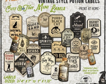 Vintage Look Potion Labels #86, All Miniature Printable Potion Jar Labels