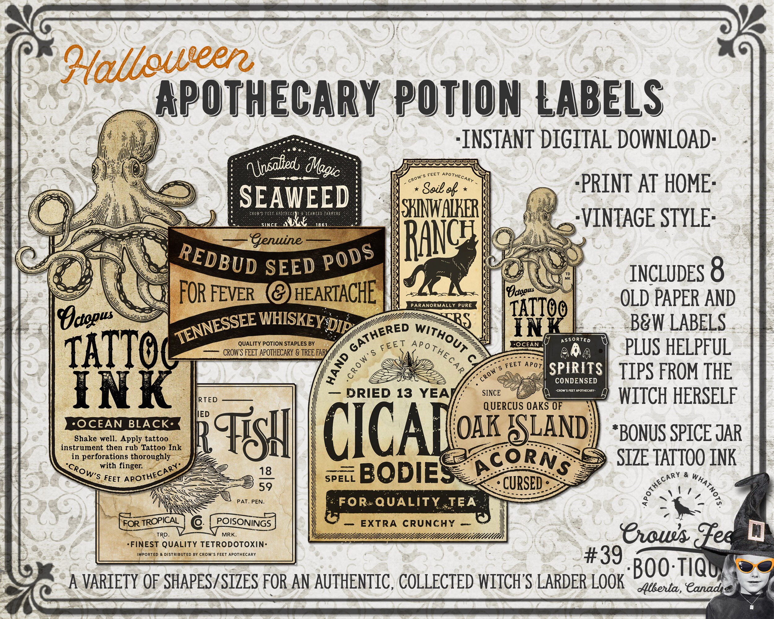 Vintage Look Potion Labels 39 Halloween Apothecary Labels Etsy