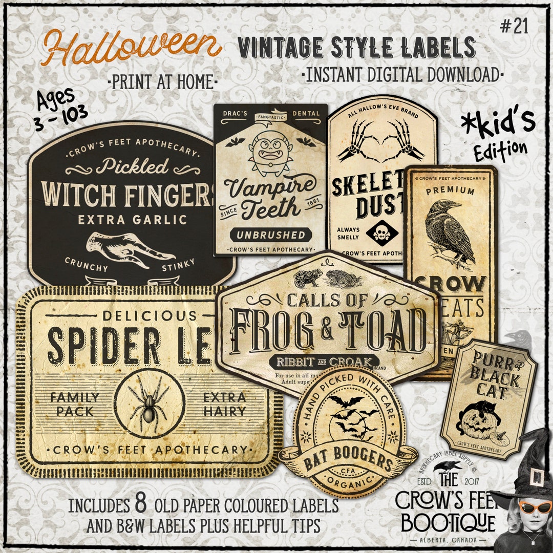 Vintage Look Potion Labels #21, Halloween Apothecary Labels for Jars ...