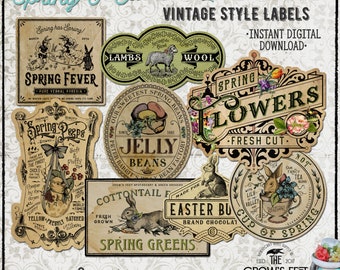 Vintage Look Spring & Easter Jar Labels #81, Printable