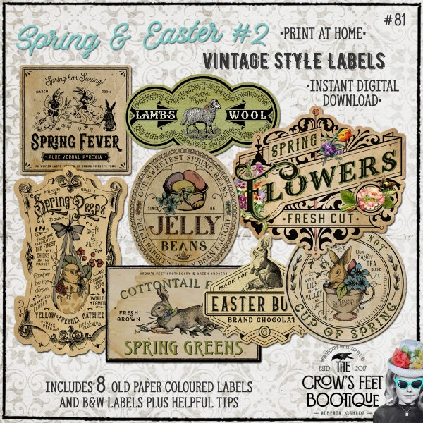 Vintage Look Spring & Easter Jar Labels #81, Printable