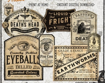Vintage Look Potion Labels #26, Halloween Apothecary Labels for Jars, Printable
